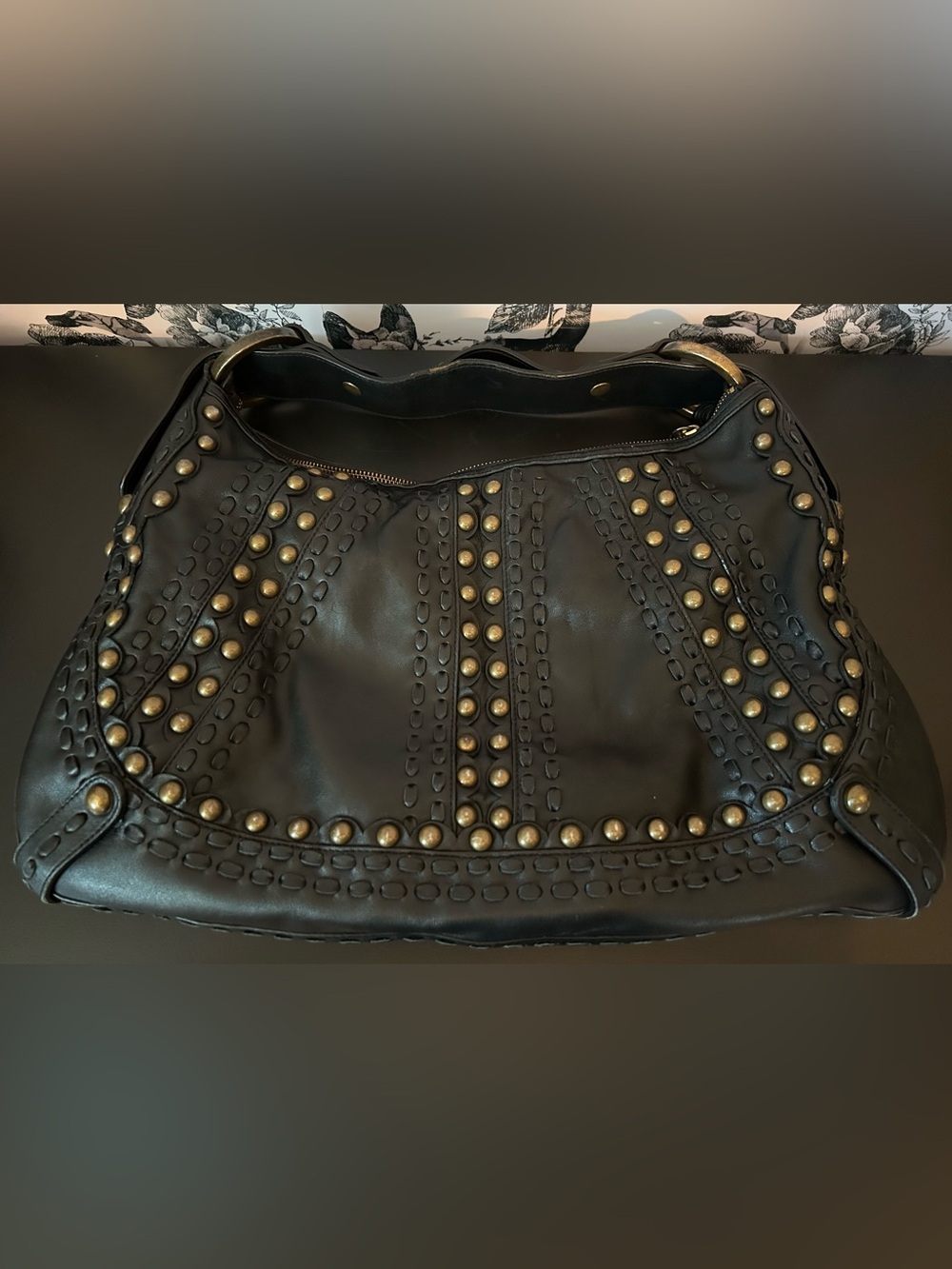 Isabella Fiore Studded Black Shoulder Bag GUC - Picture 4 of 16